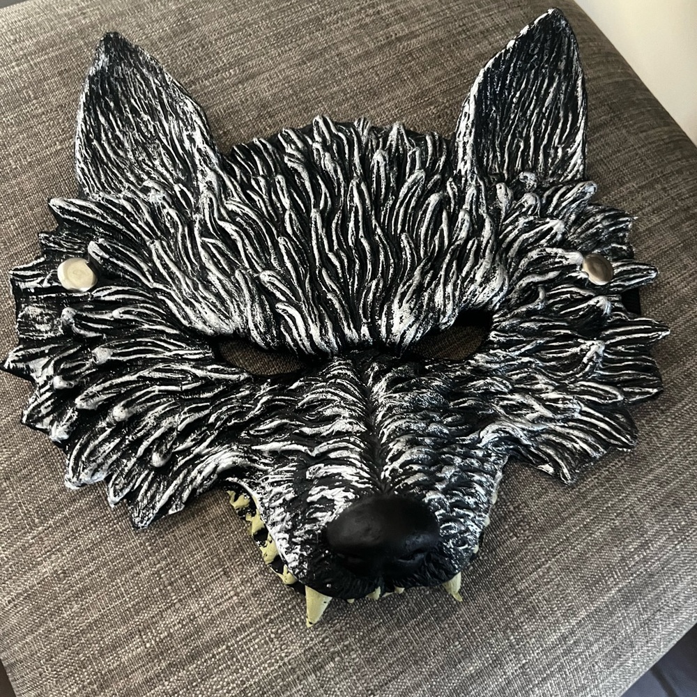 Black and White Wolf faux leather Mask